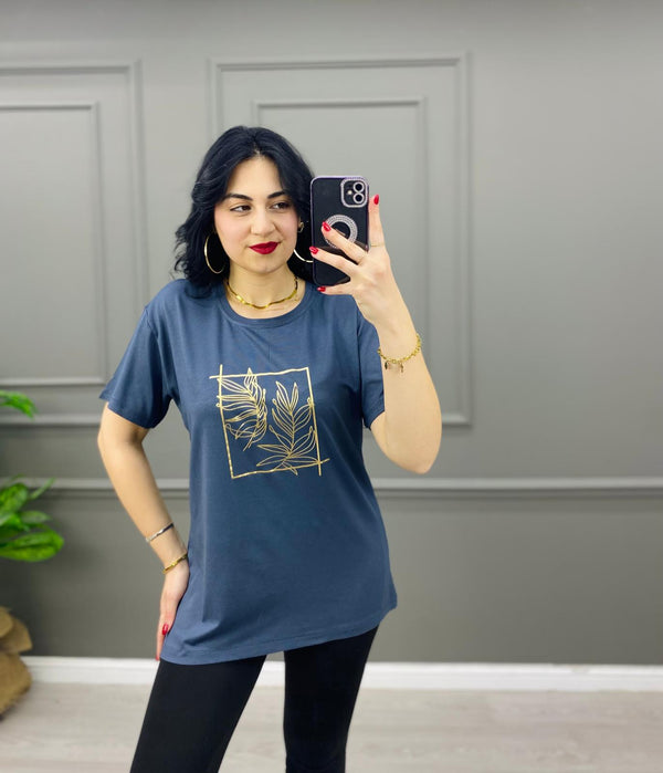 Yaprak Gold Detay Tişört
