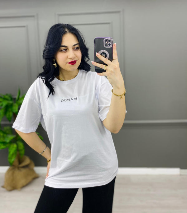 Mango Baskı Oversize Tişört